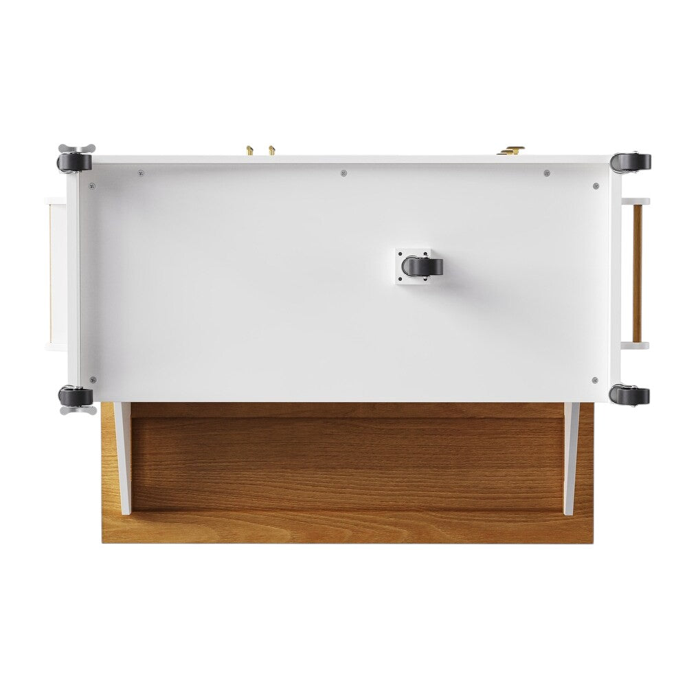 52" White Wood Rolling Kitchen Island-5