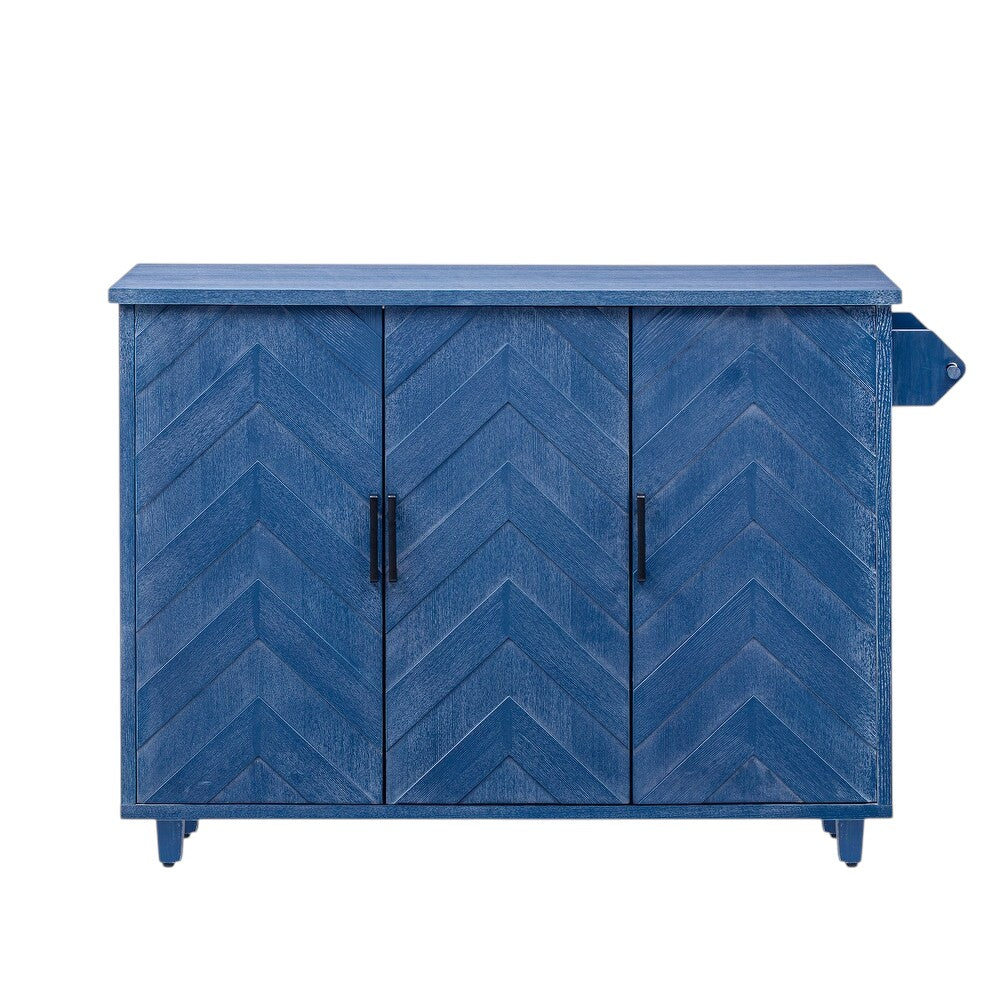 51" Blue Wood Rolling Kitchen Island-2