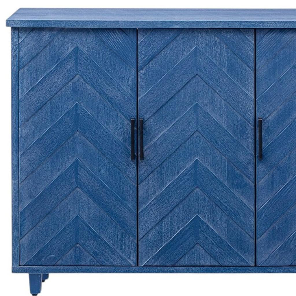 51" Blue Wood Rolling Kitchen Island-8
