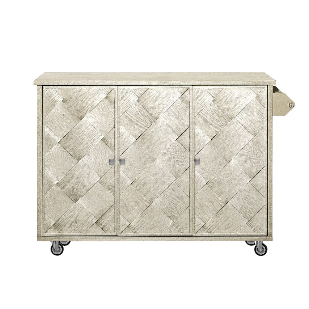 51" Champagne Wood Rolling Kitchen Island-2