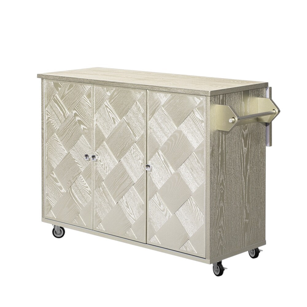 51" Champagne Wood Rolling Kitchen Island-1