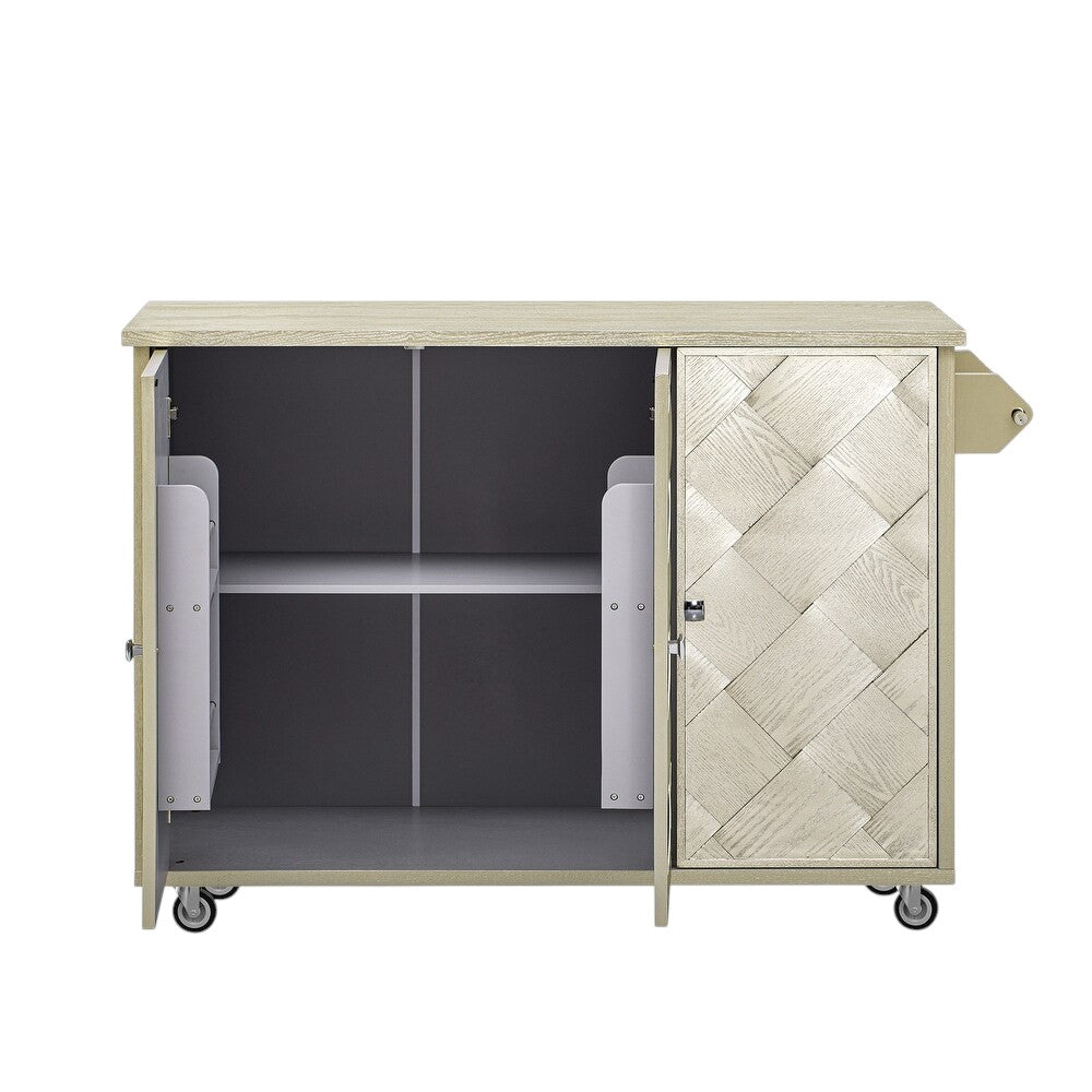 51" Champagne Wood Rolling Kitchen Island-3