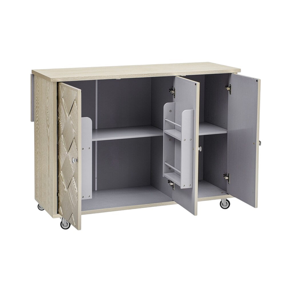 51" Champagne Wood Rolling Kitchen Island-4