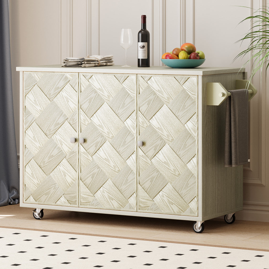 51" Champagne Wood Rolling Kitchen Island-6