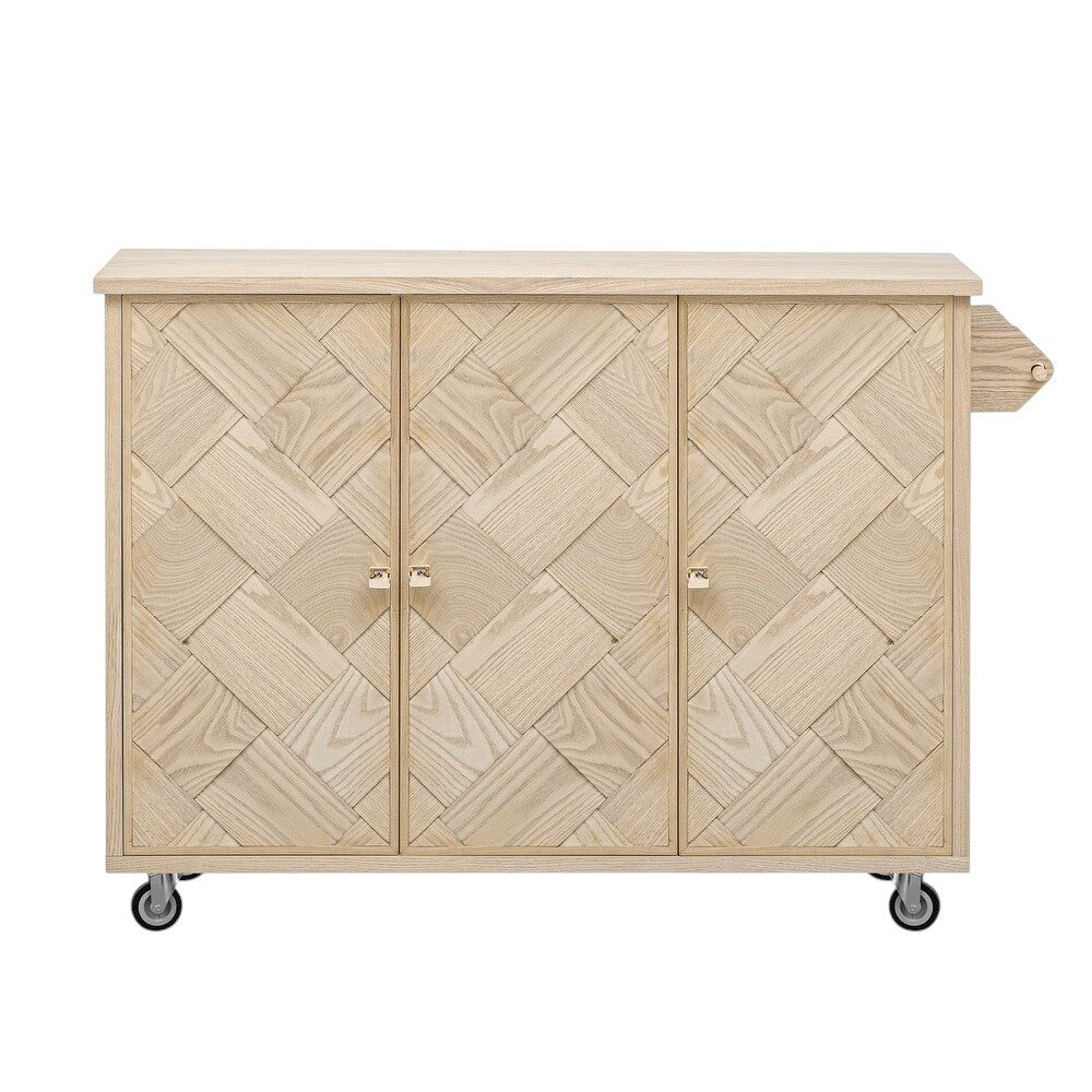 51" Natural Wood Rolling Kitchen Island-2