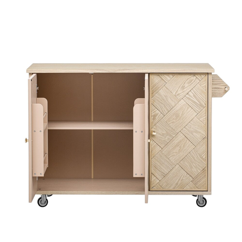 51" Natural Wood Rolling Kitchen Island-3