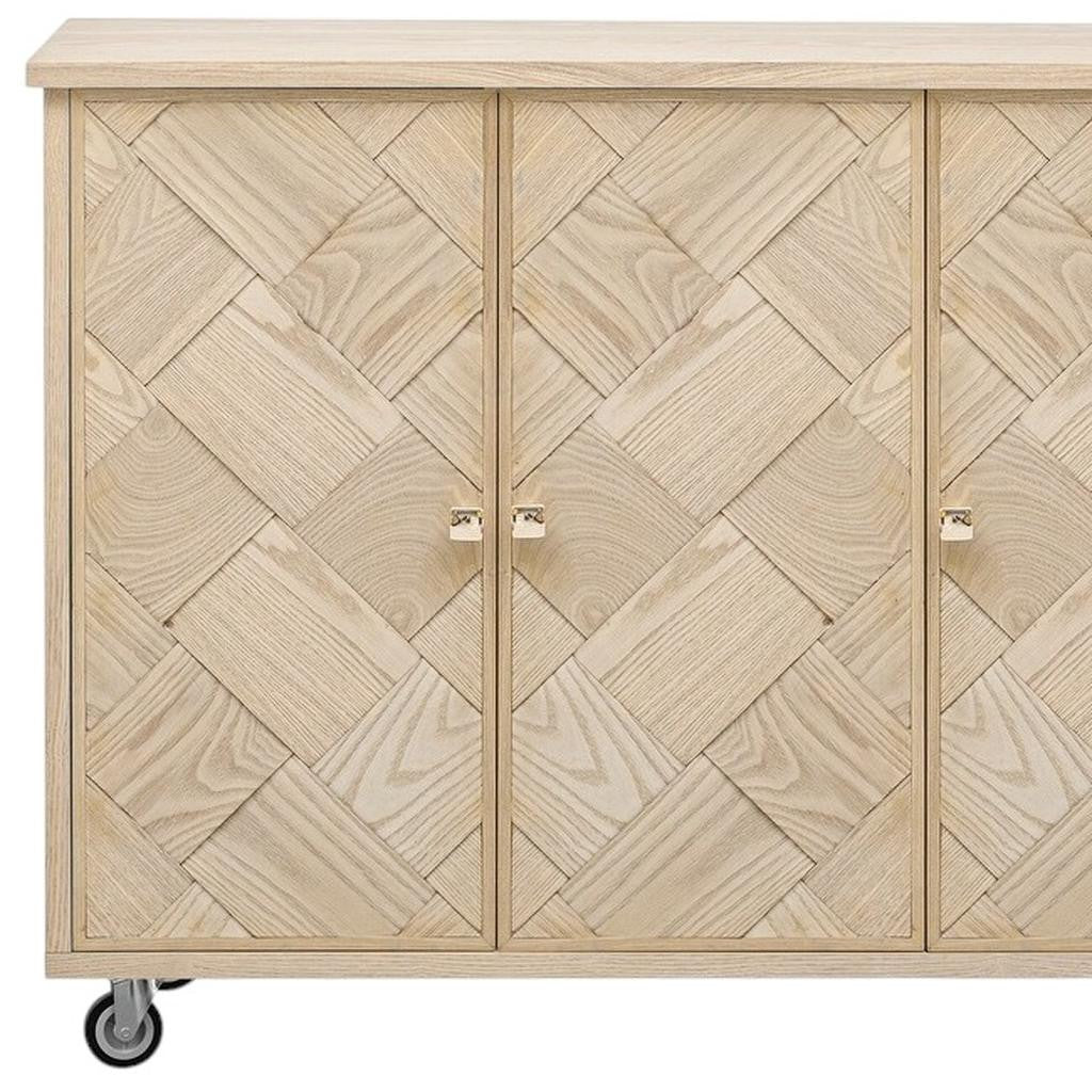 51" Natural Wood Rolling Kitchen Island-5