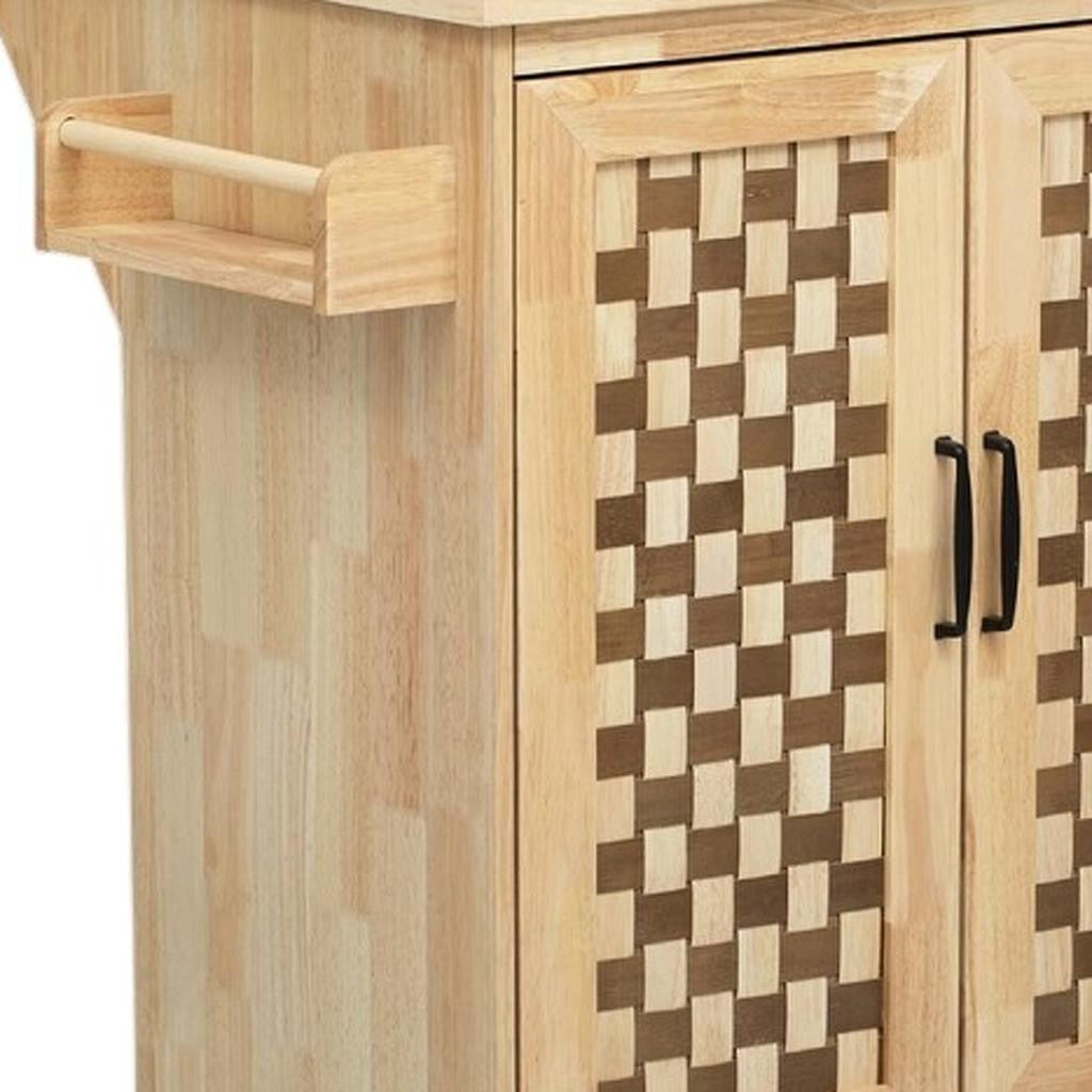 53" Natural Wood Rolling Kitchen Island-3