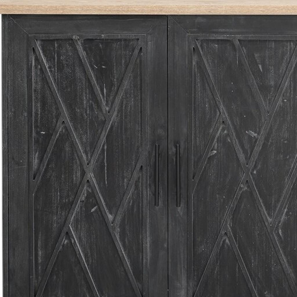 51" Black Wood Rolling Kitchen Island-5
