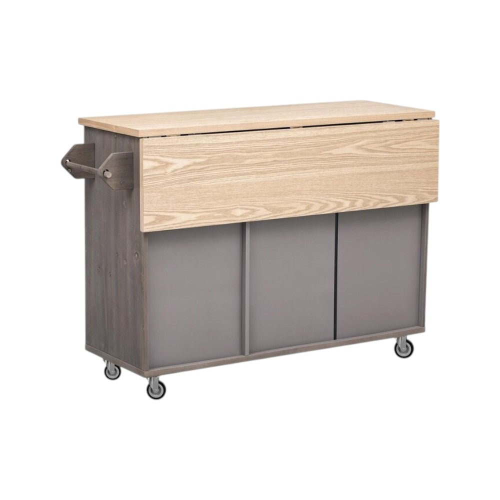 51" Brown Wood Rolling Kitchen Island-4