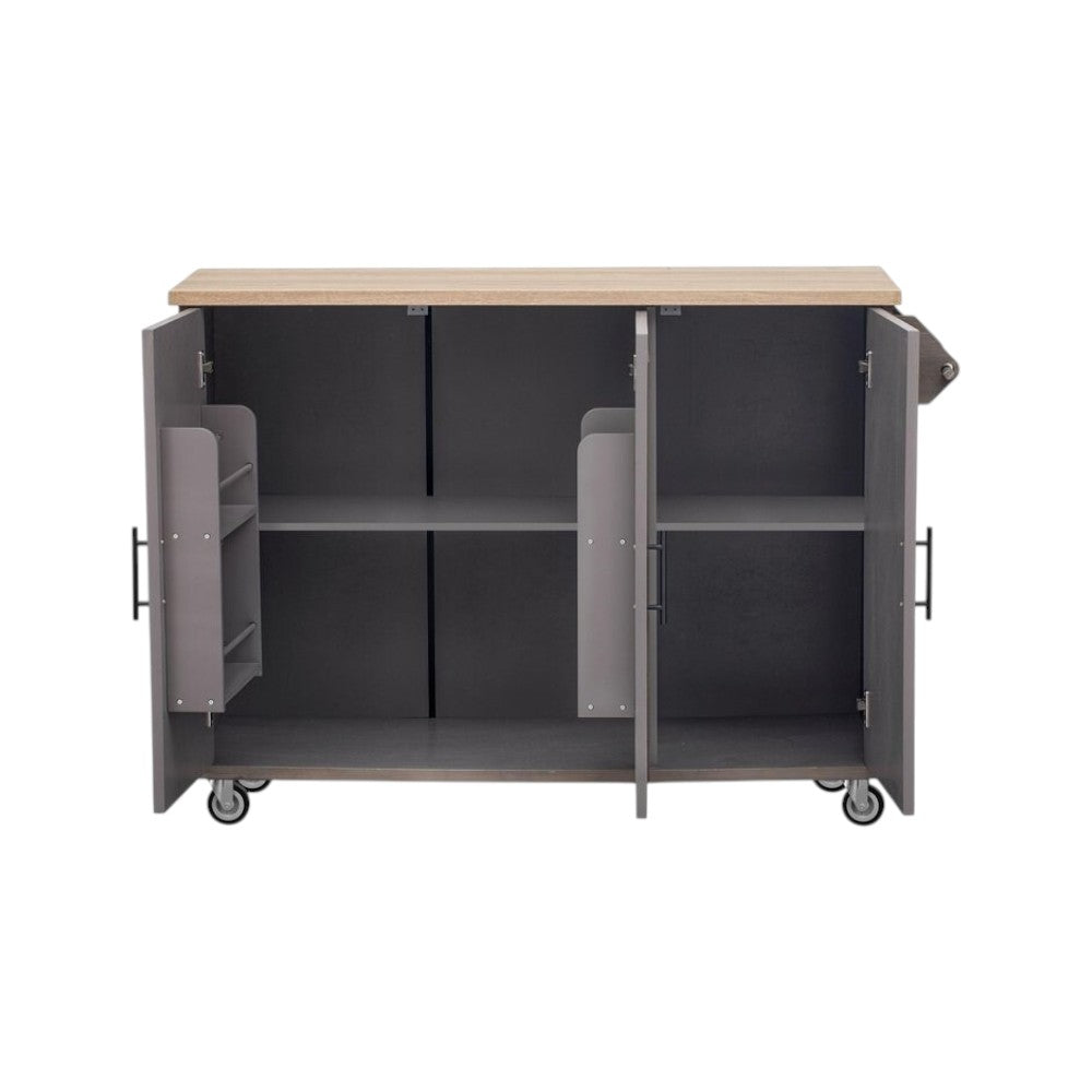 51" Brown Wood Rolling Kitchen Island-5