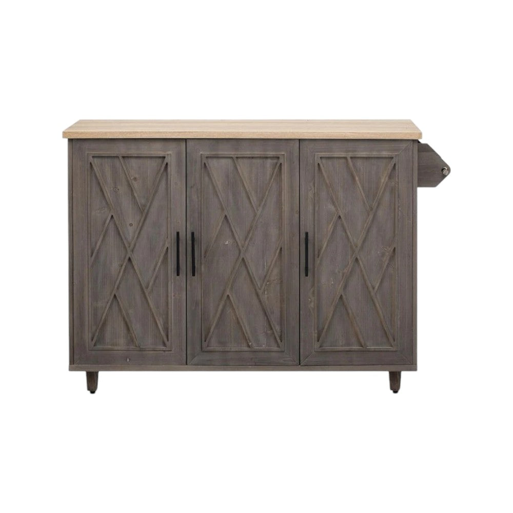 51" Brown Wood Rolling Kitchen Island-6
