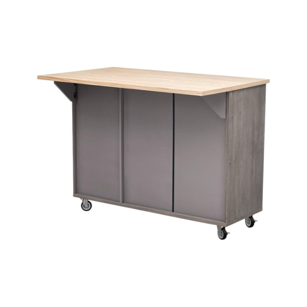 51" Brown Wood Rolling Kitchen Island-7