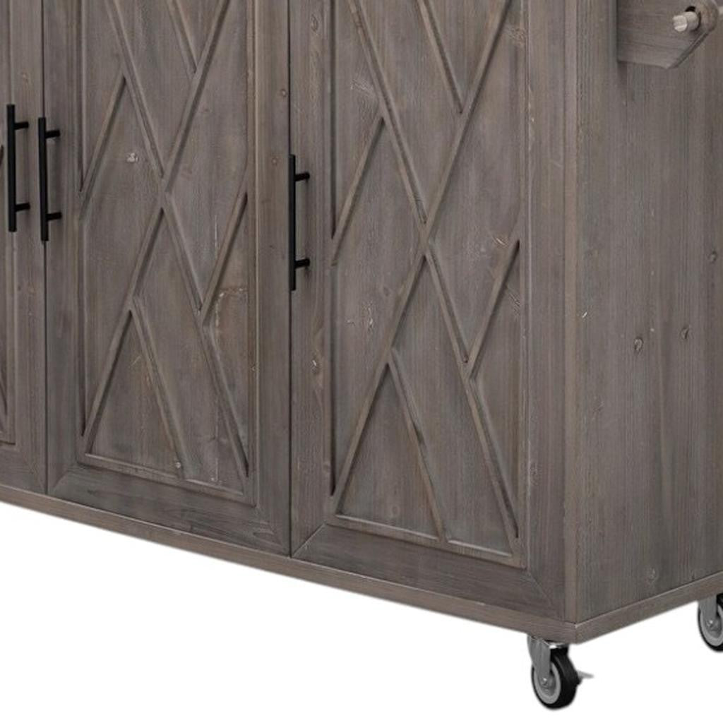 51" Brown Wood Rolling Kitchen Island-8