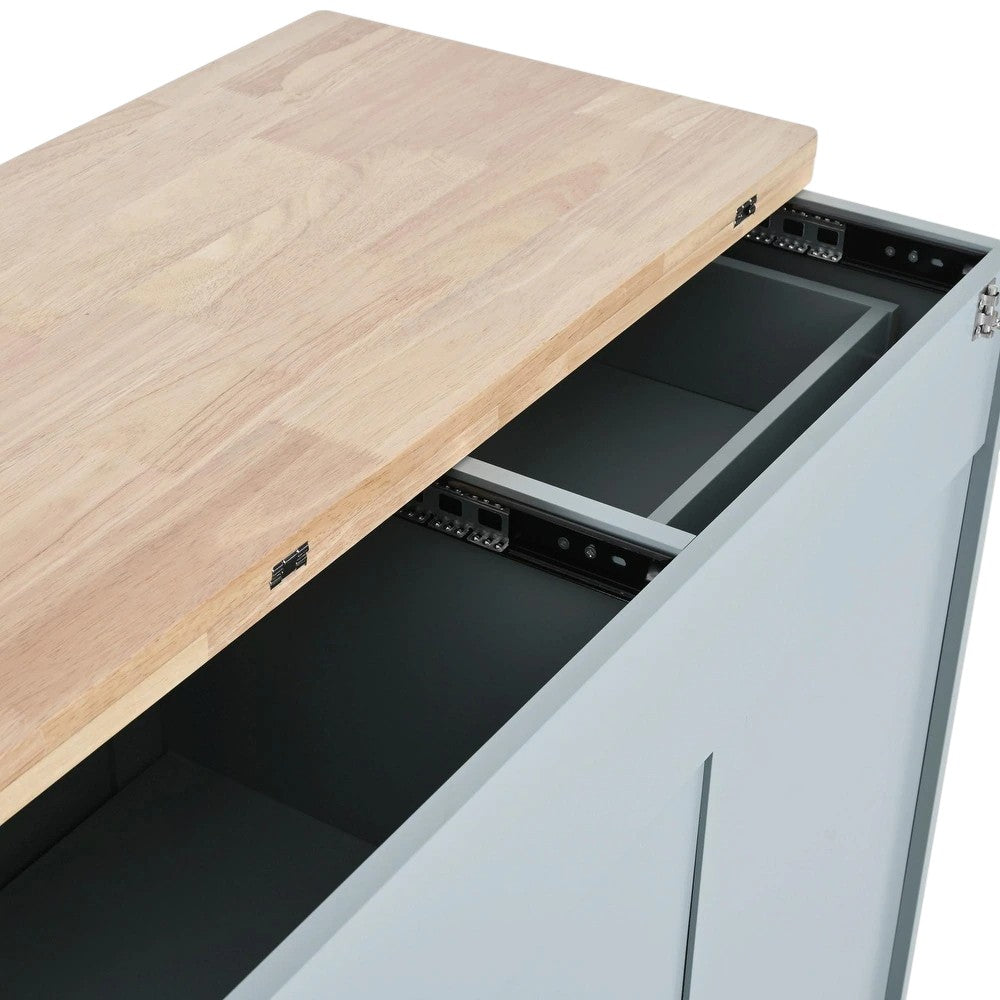 49" Light Blue Wood Rolling Kitchen Island With Storage-8