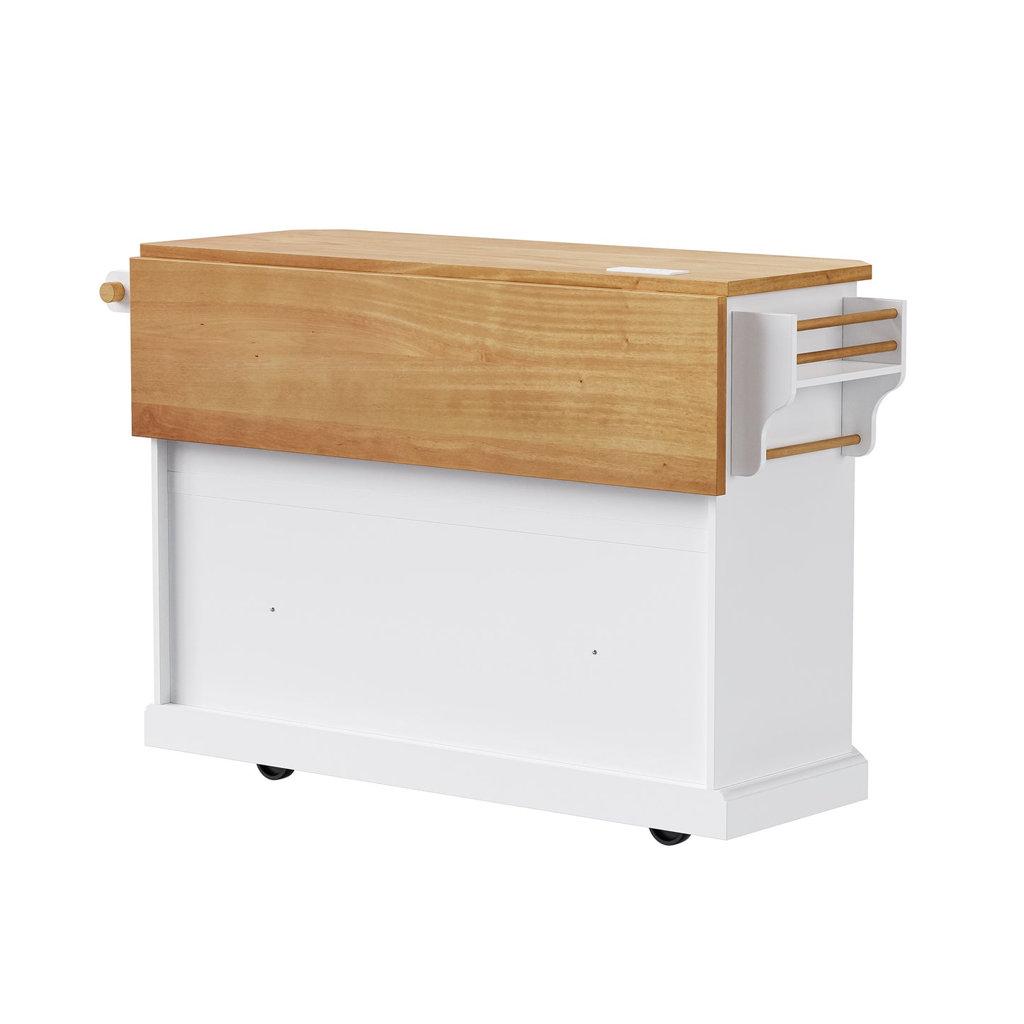 56" White Wood Rolling Kitchen Island-4
