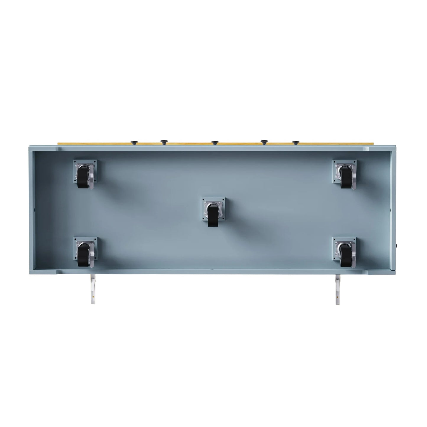 53" Light Blue Wood Rolling Kitchen Island Set With Storage-6