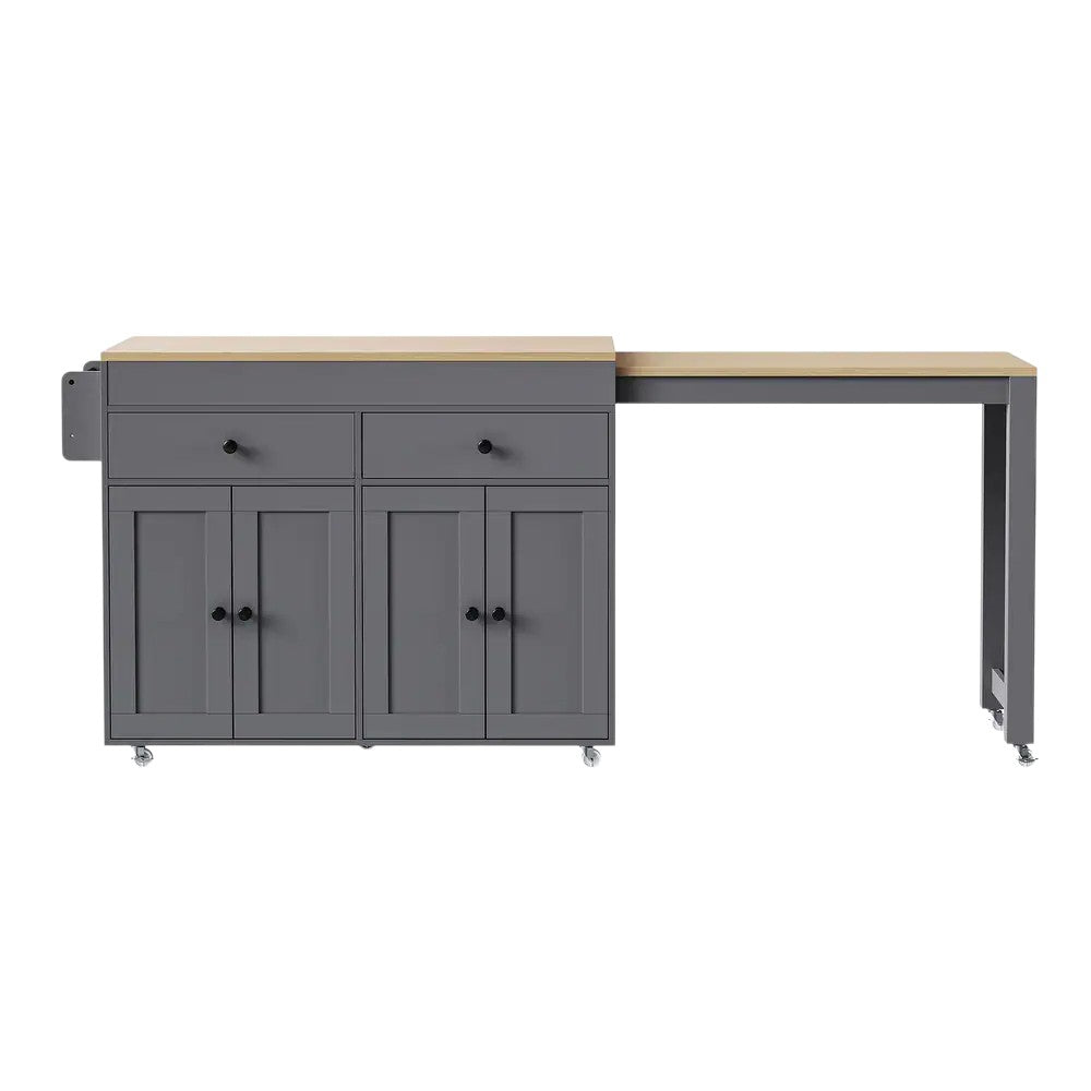 51" Gray Wood Rolling Kitchen Island-2