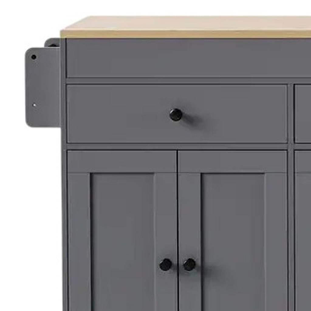51" Gray Wood Rolling Kitchen Island-4