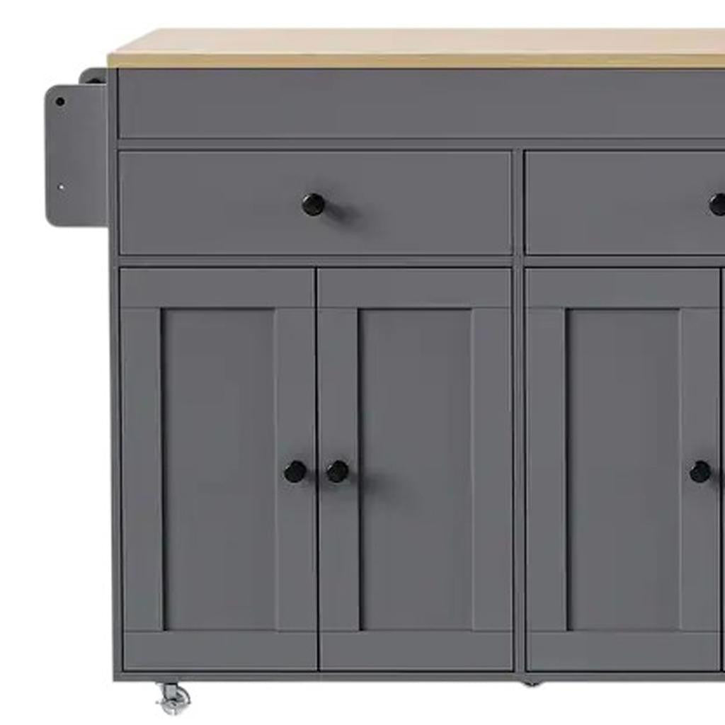 51" Gray Wood Rolling Kitchen Island-5