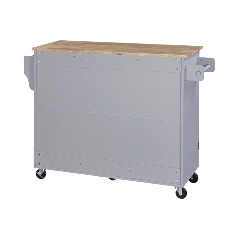 50" Gray Wood Rolling Kitchen Island-4