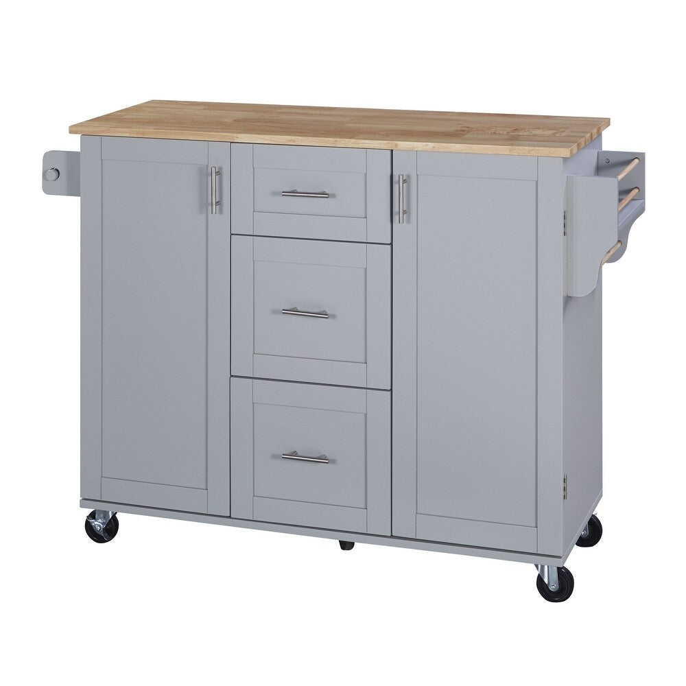 50" Gray Wood Rolling Kitchen Island-2