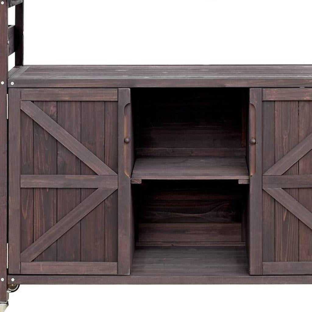 50" Brown Wood Rolling Kitchen Island With Storage-7