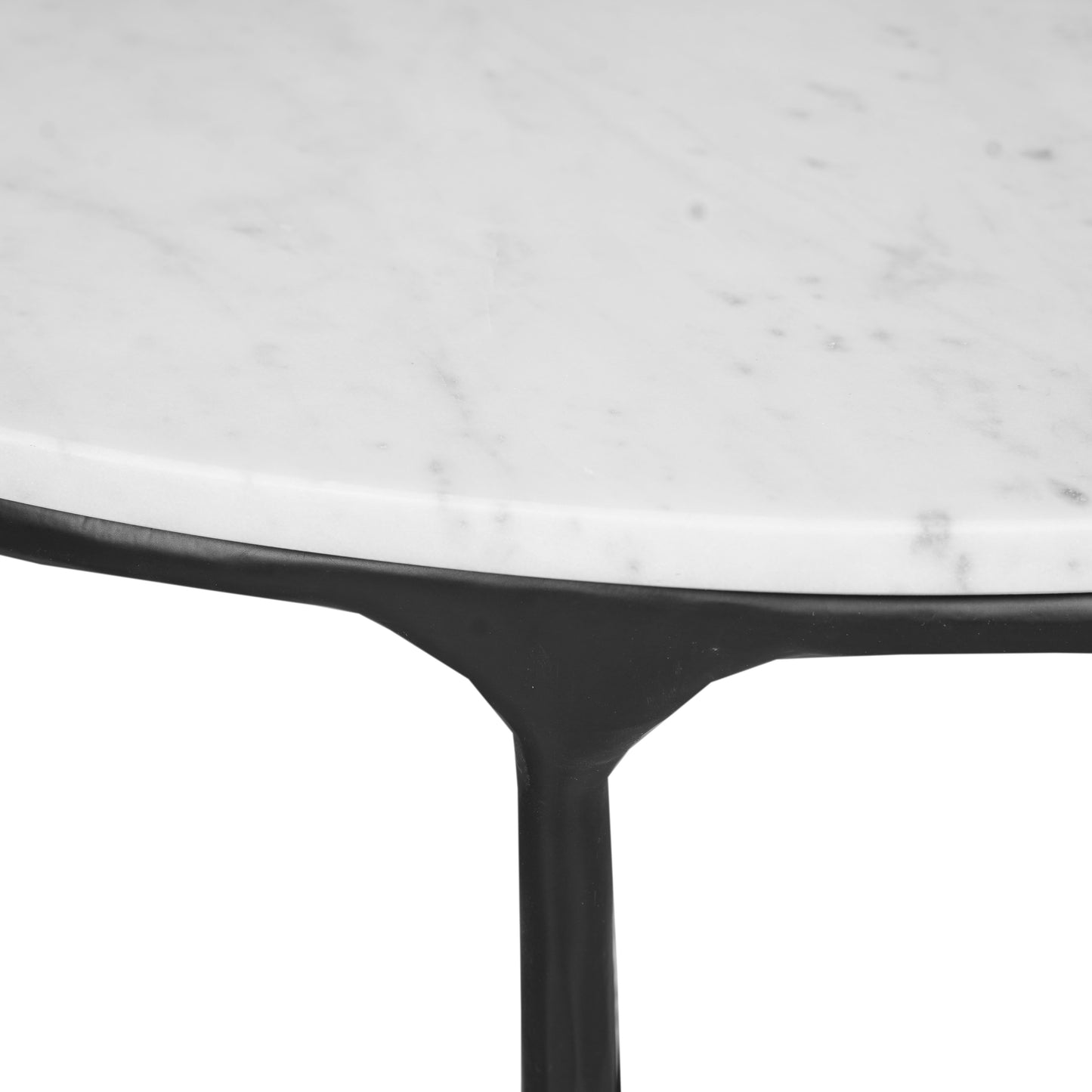 37" White and Black Genuine Marble and Iron Round Coffee Table - Loft&Timber