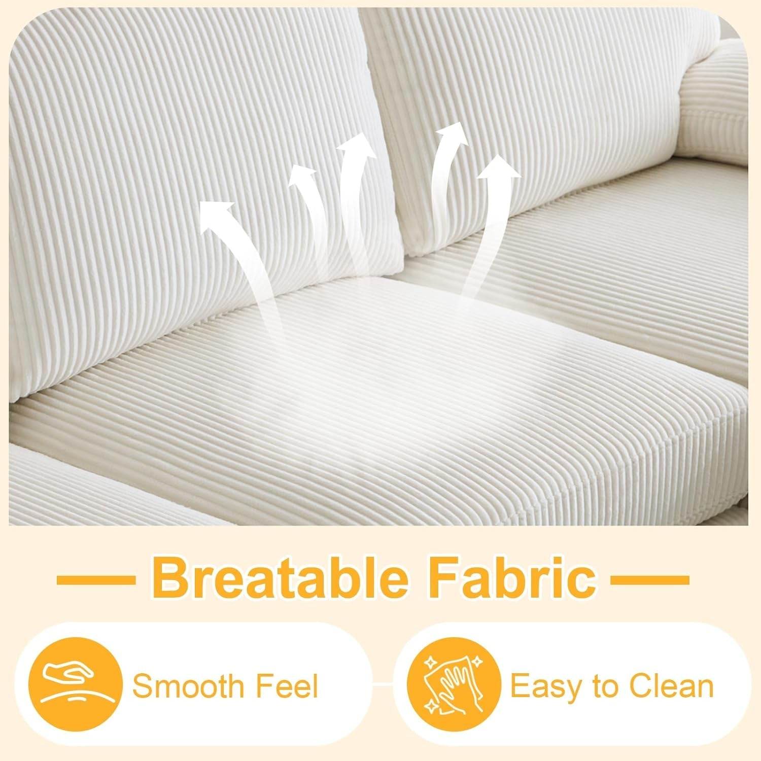 Sectional Couches for Living Room (Corduroy, Dark Green) - Loft&Timber