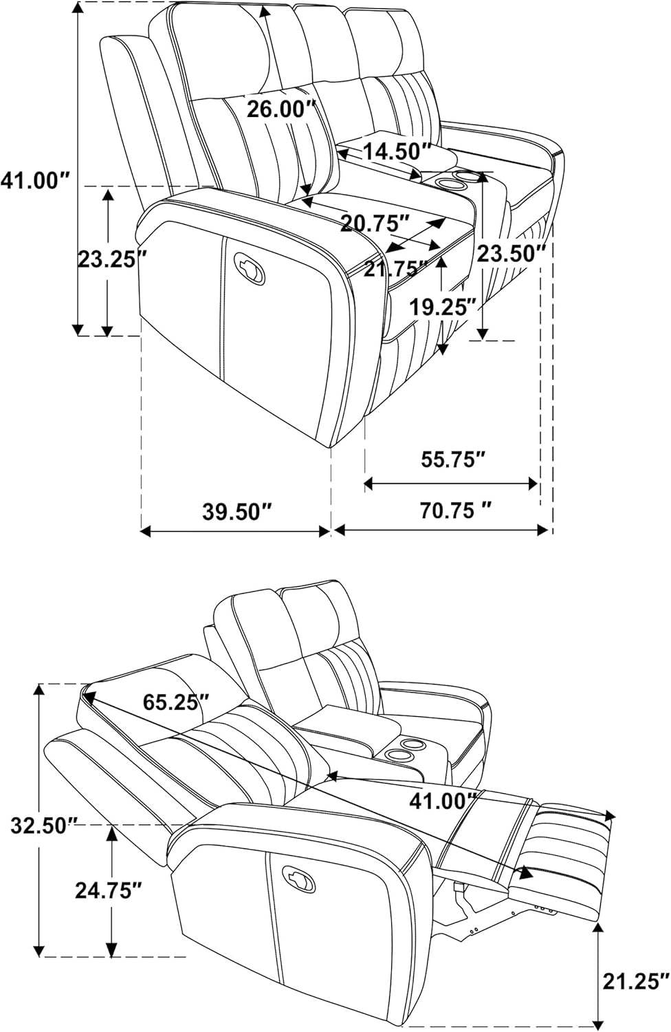 Gray Reclining Loveseat rana - Loft&Timber