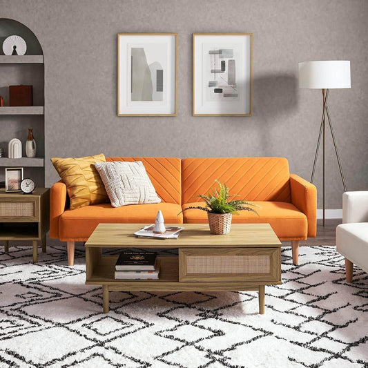 Chloe Futon Sofa Bed with Tapered Legs - Loft&Timber