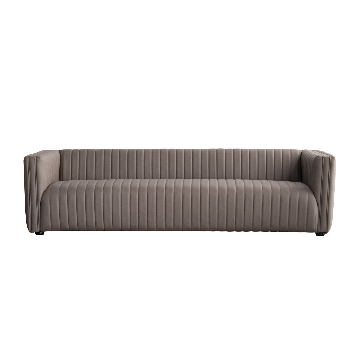 98" Light Brown Fabric Solid Wood Sofa-2