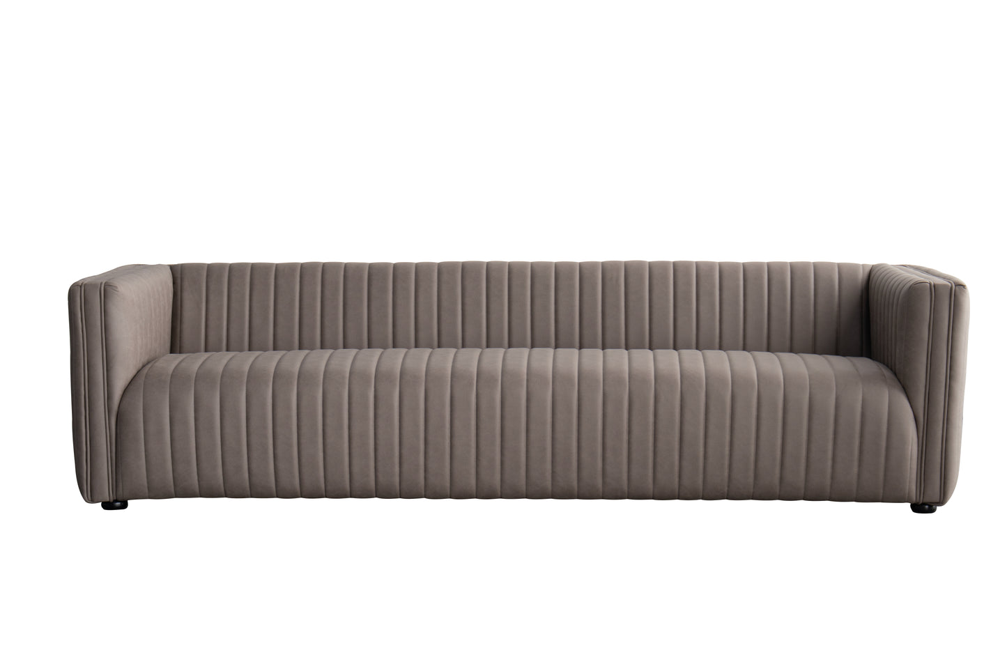 98" Light Brown Fabric Solid Wood Sofa-1