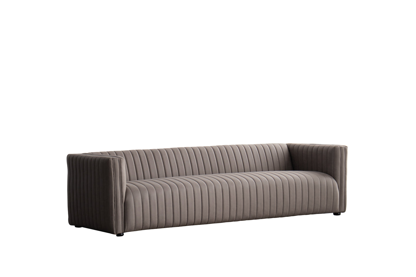 98" Light Brown Fabric Solid Wood Sofa-3