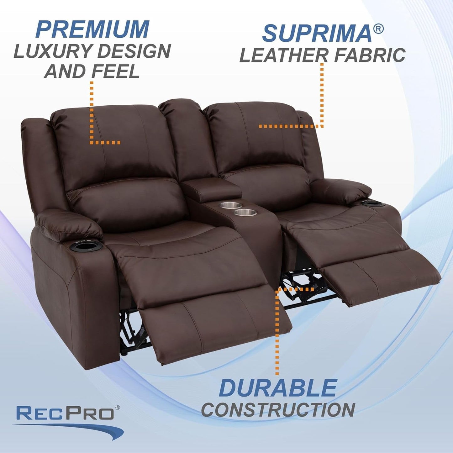 Charles 67" Powered Double RV Wall Hugger Recliner Sofa | Zero Wall Loveseat for Camper with Upgraded 2023 Fabric (Mahogany)-3