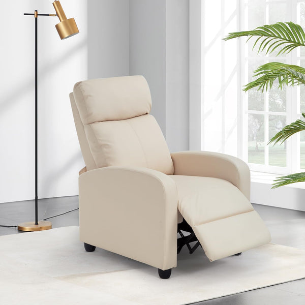 Recliner Chair for Living Room Home Theater Seating Single Reclining Sofa Lounge with Padded Seat Backrest (Beige)-0