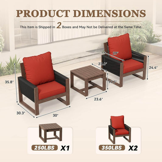 Outdoor 3 Piece Patio Furniture Set with Cushions - Loft&Timber
