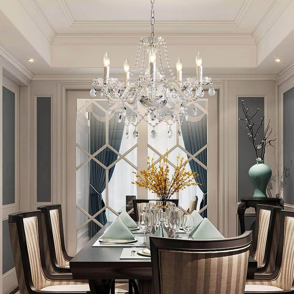 Saint Mossi 5 Light Modern Contemporary Elegant K9 Crystal Glass Chandelier Pendant Ceiling Lighting Fixture - Loft&Timber