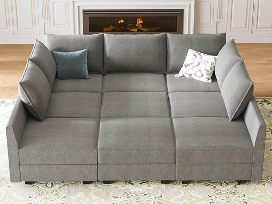 Modular Sectional Sofa with Storage in Gray - Loft&Timber
