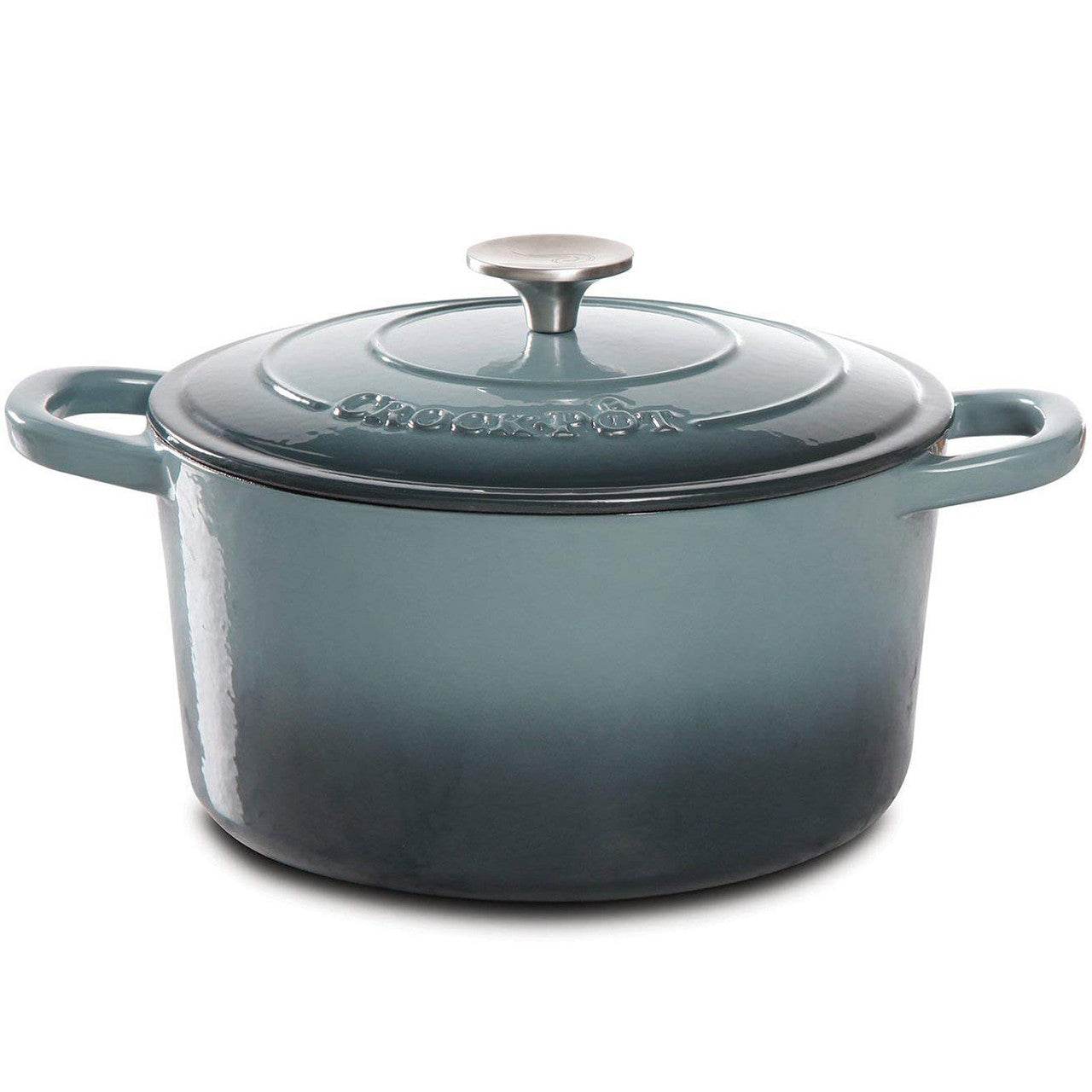Crock Pot Artisan 5 Quart Round Enameled Cast Iron Dutch Oven in Slate Gray - Loft&Timber