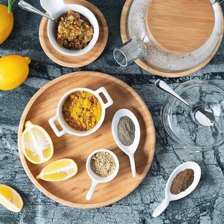 Bamboo Round Plate 8" inch |For Appetizers / Barbecue / Steak - Loft&Timber