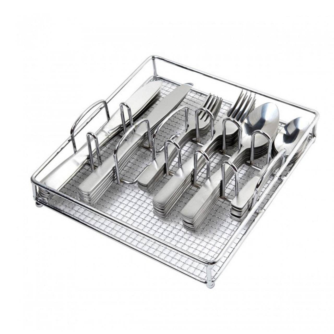 Gibson Home Abbeville 61 Piece Stainless Steel Flatware Set with Wire Caddy - Loft&Timber
