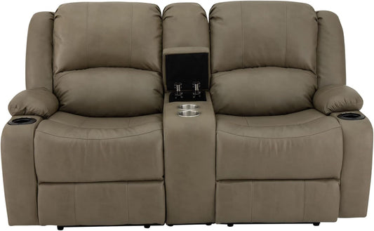 Charles 67" Powered Double RV Wall Hugger Recliner Sofa RV Loveseat with Upgraded 2023 Fabric (Putty)-1