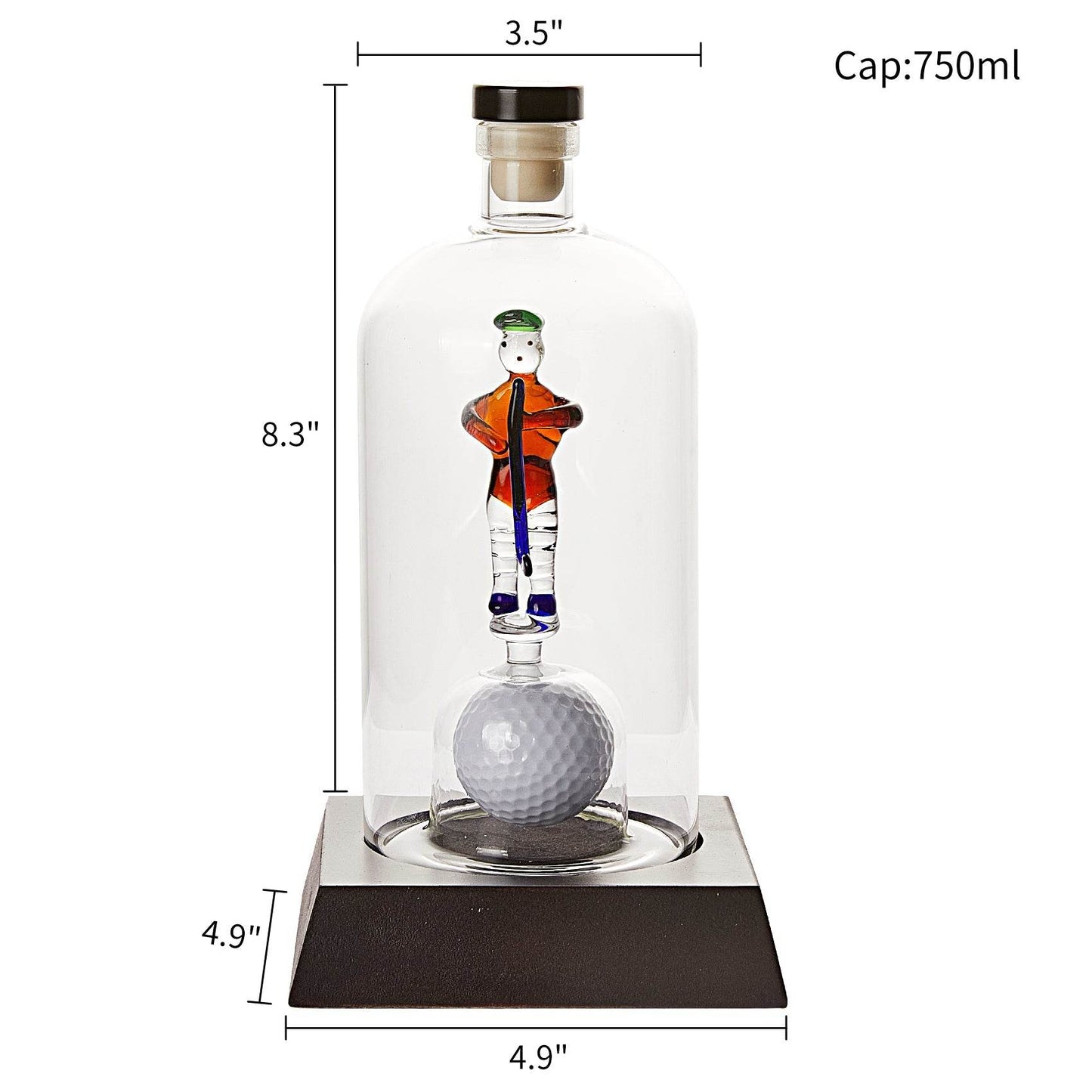 Golfer Decanter Whiskey Decanter - The Wine Savant, Golf Gifts for Both Men & Women, Golf Accessories, Golfer Gifts, Based on A Replica Human Golfing (750ml Decanter) - Loft&Timber
