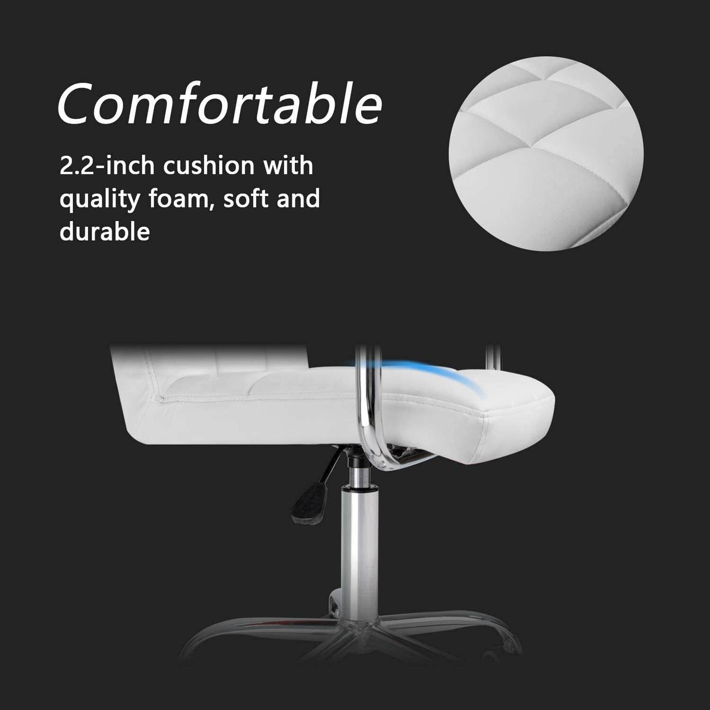 Modern Office Desk Chair with Wheels (White) - Loft&Timber