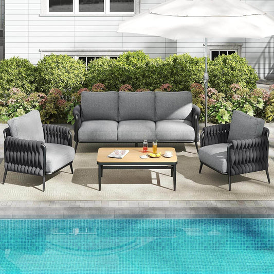 Stylish Outdoor Patio Furniture Set with Waterproof Cushions - Loft&Timber