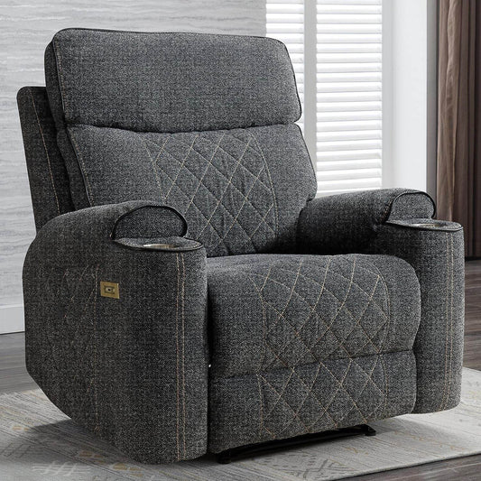 Classic Power Recliner Sofa with Cup Holders and Double Layer Backrest - Loft&Timber