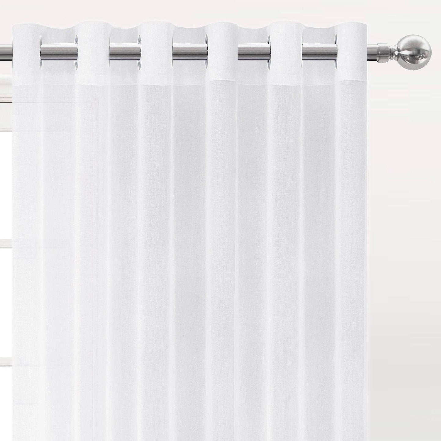 DWCN Faux Linen Sheer Curtains, Set of 2 Panels - Loft&Timber