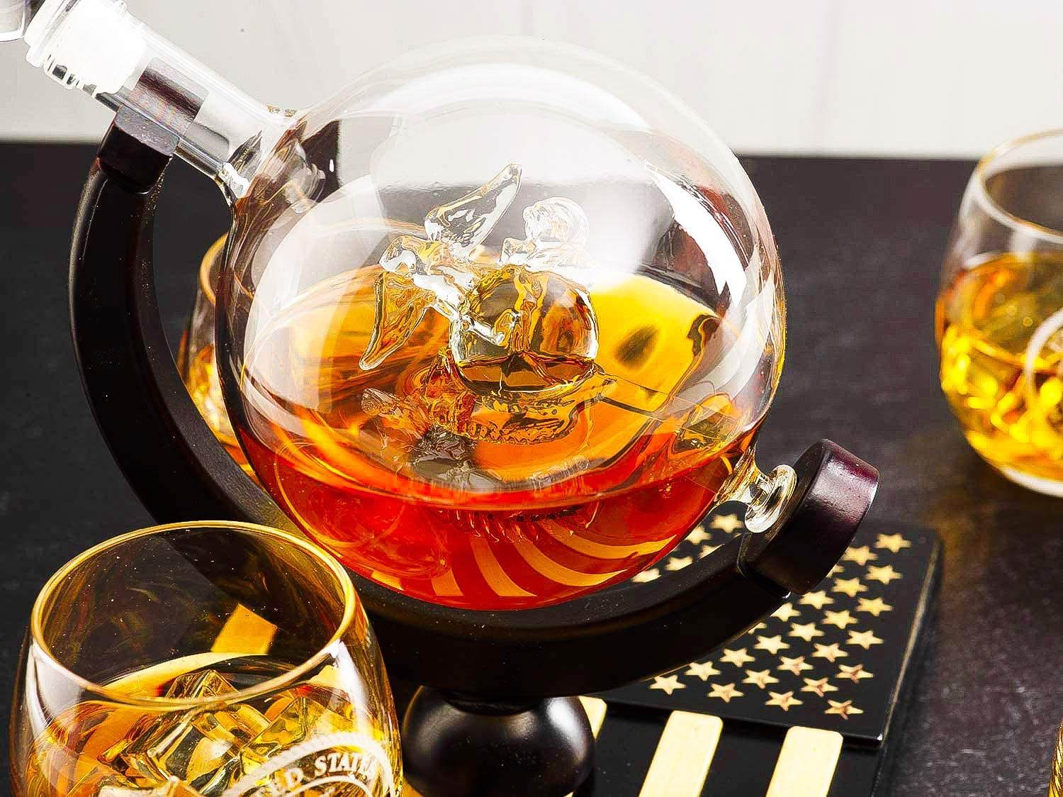 Marine Decanter Set With 4 Whiskey Glasses 1000ml Marines Gift Decanter by The Wine Savant - Loft&Timber