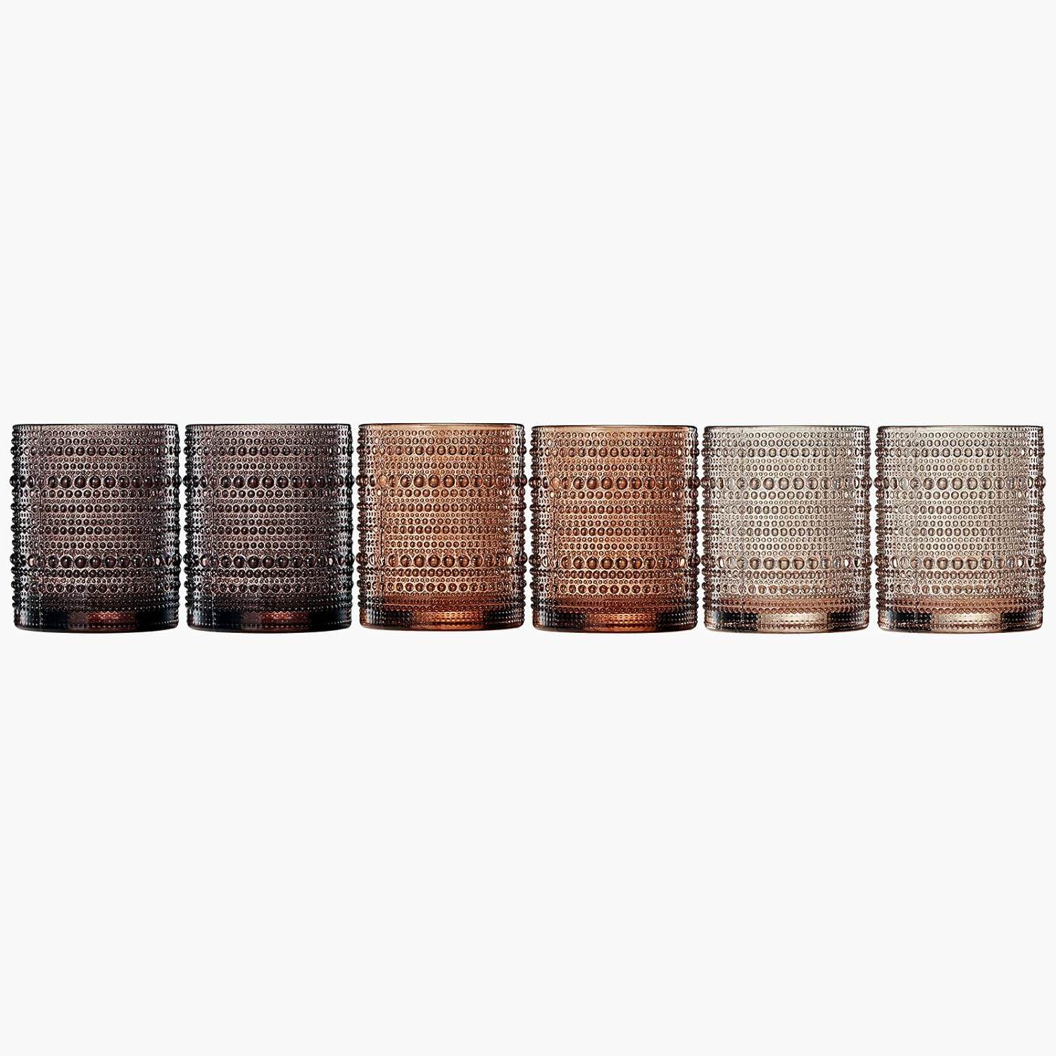 Hobnail Drinking Glasses, Venus Colors Beaded Tumbler Drinking Glasses Set | Set of 6 - Loft&Timber
